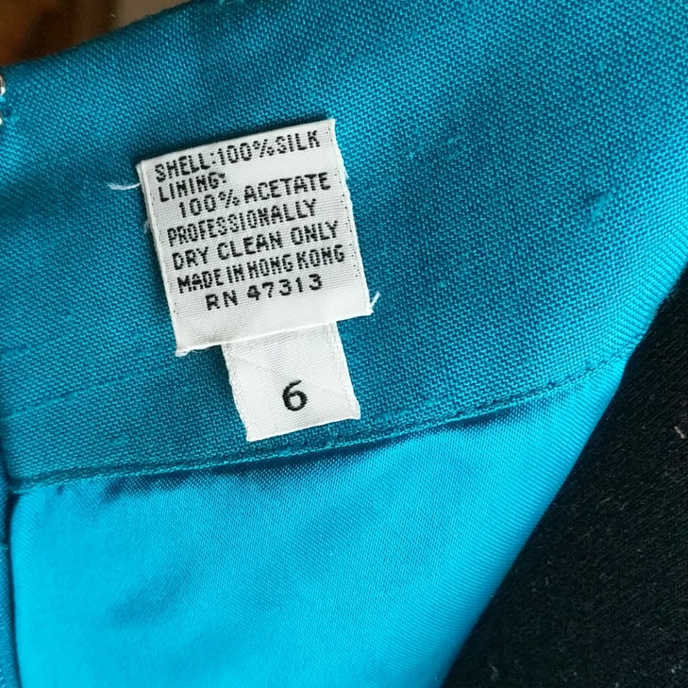 Gillian Turquoise Dress 100% Silk  Size 6 - Picture 5 of 5